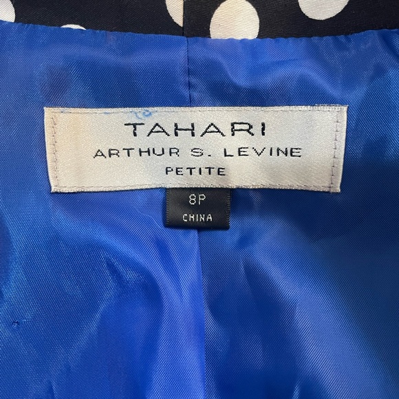 TAHARI size 8 medium petite women’s blazer, Jacket, black white polka dot - Picture 10 of 11